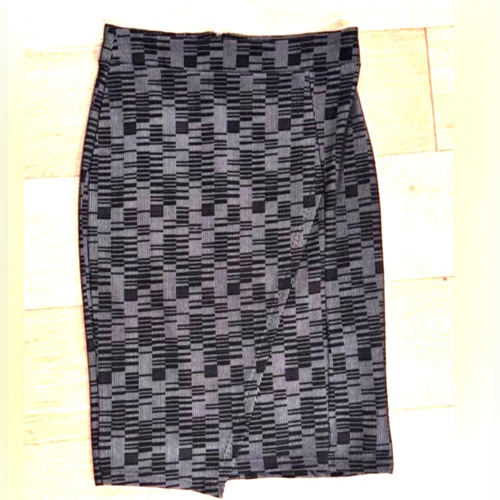 Anthropologie Gray Black Skirt SML High Waist City Girl Knee Length Pencil Skirt